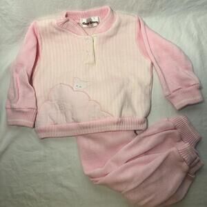 Vintage 90s Tiny Town Pink Embroidered Sweater Outfit 12 Months